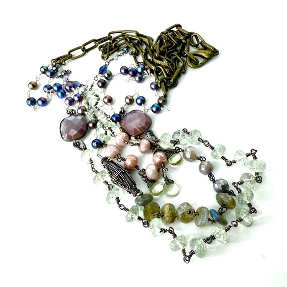 Sundance Inspired Boho Necklace, Fall Mixed Gemstone Necklace - Picture 4 of 6